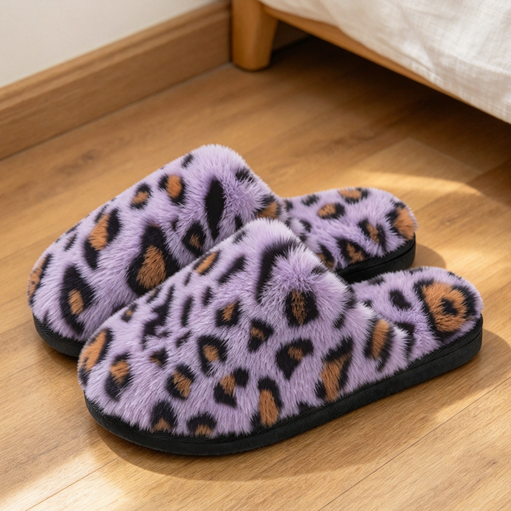 Cheetah Leopard Memory Foam House Slippers