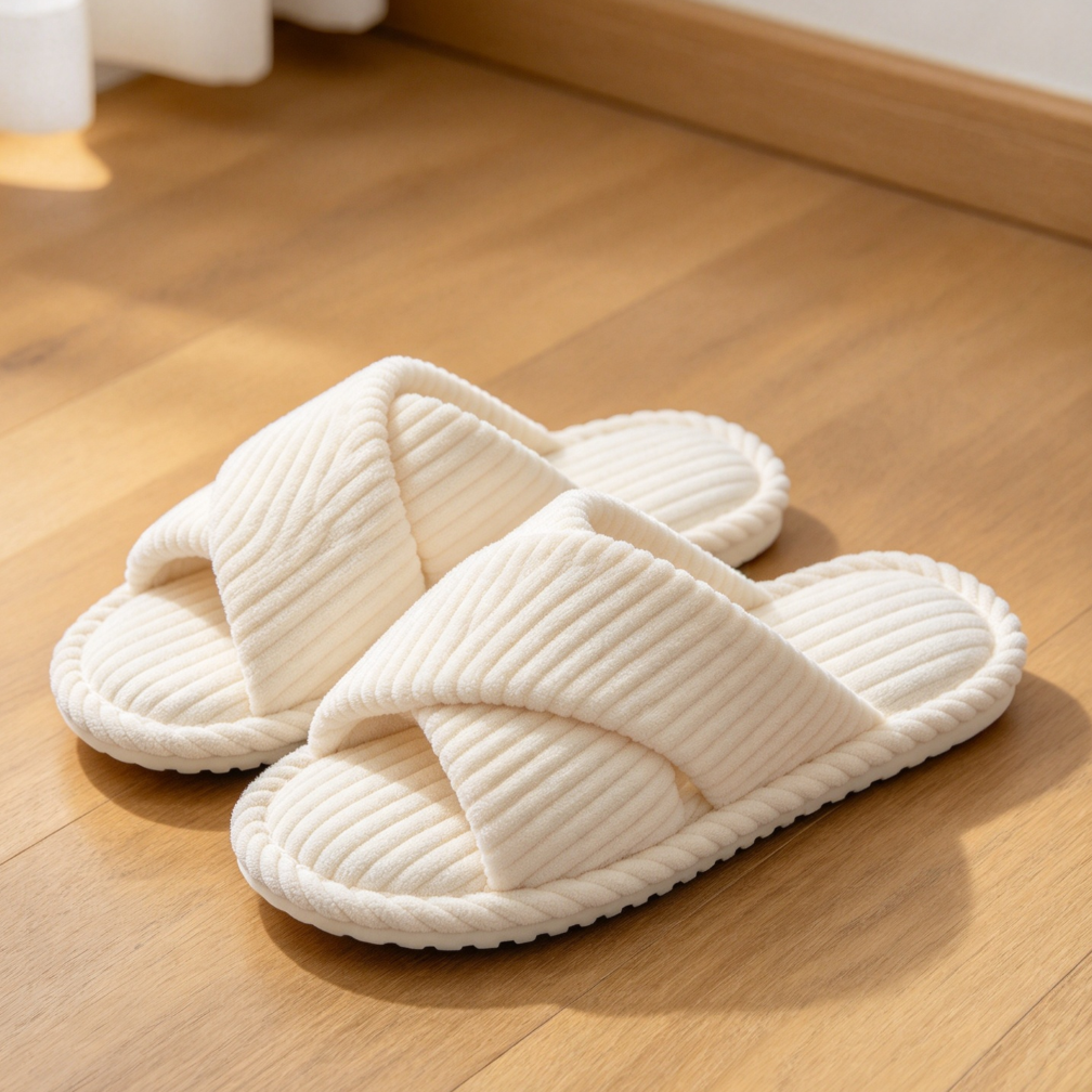 Memory Foam Open Toe House Slippers