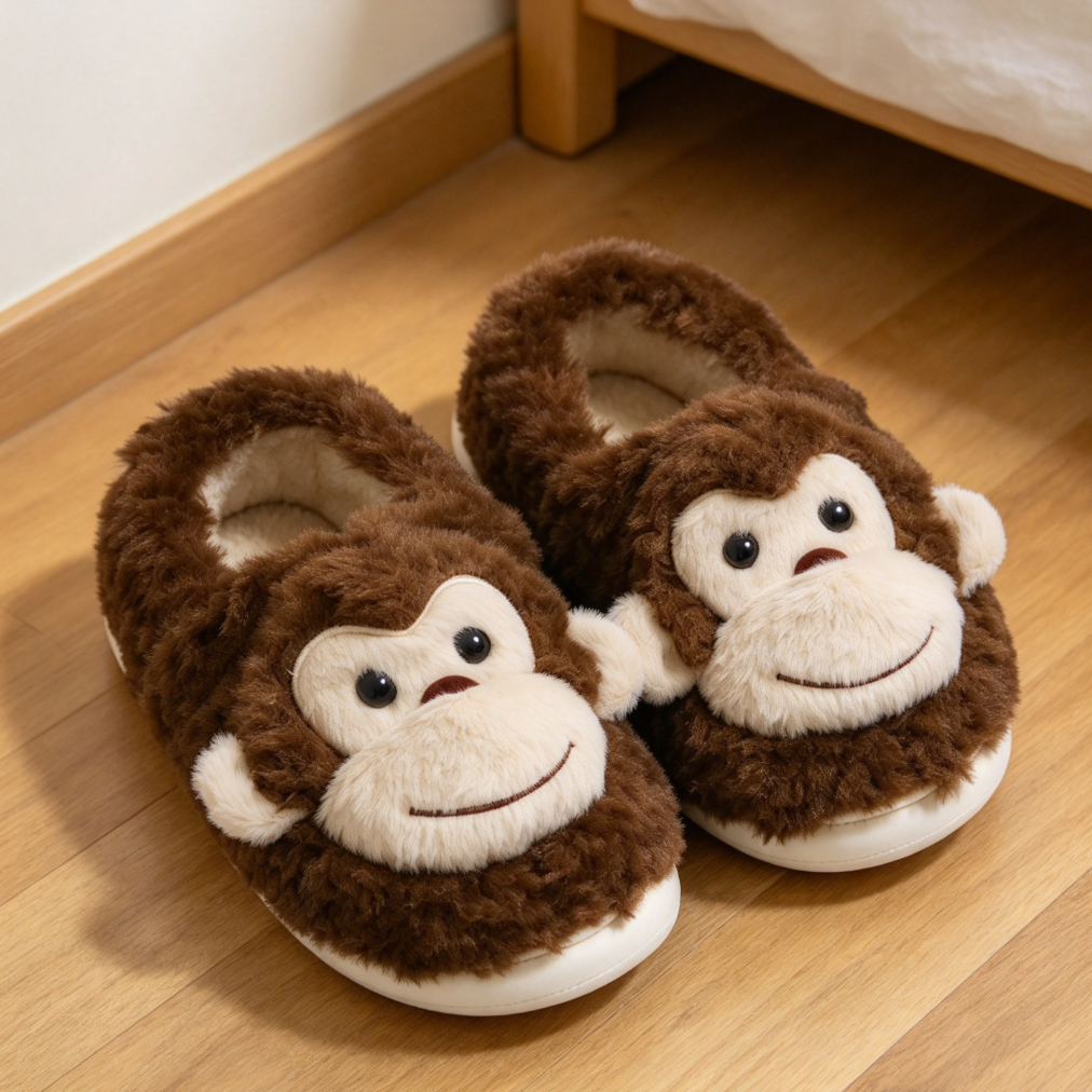 Monkey Plush Cute Warm Winter Indoor Slippers